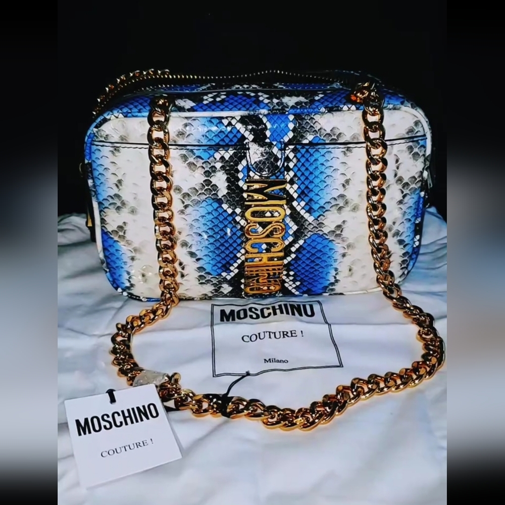 Moschino Couture Milano Snakeskin Crossbody Purse NEW